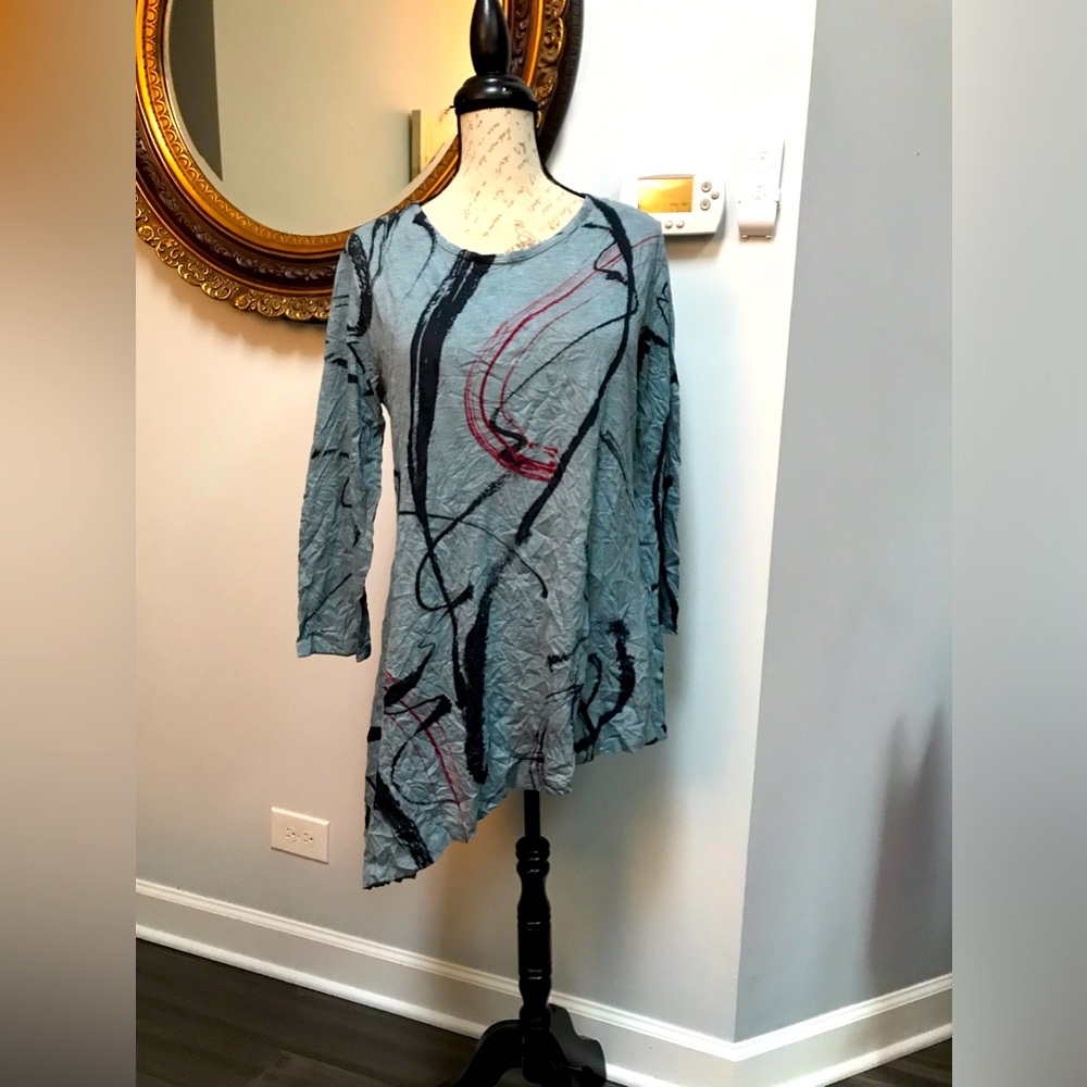 Jess & Jane - Matilda, Asymmetric Tunic Women's Large Cotton Slub Scoop Neck